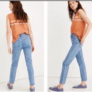 Madewell Blue Pinstripe The Perfect Vintage Crop Jeans Size 25